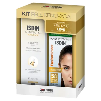 Kit Creme Isdin Isdinceutics Rejuvenate K-Ox Eyes 15g + Protetor Solar Facial FPS 60 Fotoprotector Isdin Fusion Water 30ml