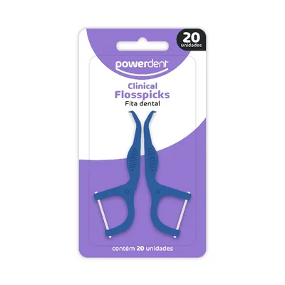 Fio Dental Powerdent Floss Picks Adulto Com 20 Unidades
