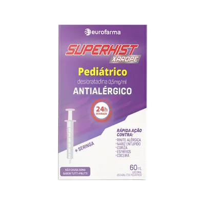 Superhist Xarope 0,5mg/ml Sabor Tutti-Frutti 60ml + Seringa