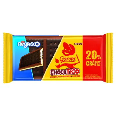 Chocolate Branco e Meio Amargo Recheio Negresco Garoto Chocotrio 90g Grátis 20%