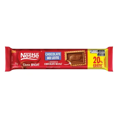 Biscoito Maisena Chocolate ao Leite Nestlé Choco Biscuit 78g Grátis 20%