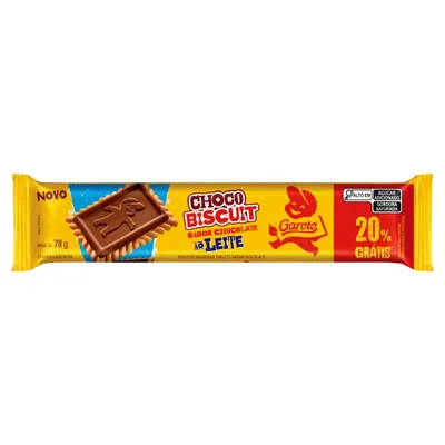 Biscoito Maisena Chocolate ao Leite Garoto Choco Biscuit 78g Grátis 20%