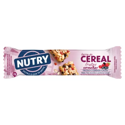 Barra De Cereal Nutry Sabor Frutas Vermelhas Com Biscoito De Cacau Pacote 22g