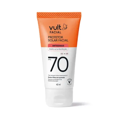 Protetor Solar Facial Antissinais FPS70 Vult 40ml