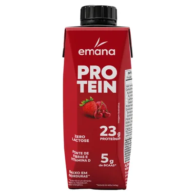 Bebida Láctea UHT Frutas Vermelhas Zero Lactose Emana Protein 250ml
