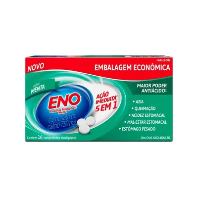 Pastilhas Mastigáveis Eno 750mg Menta 16 unidades