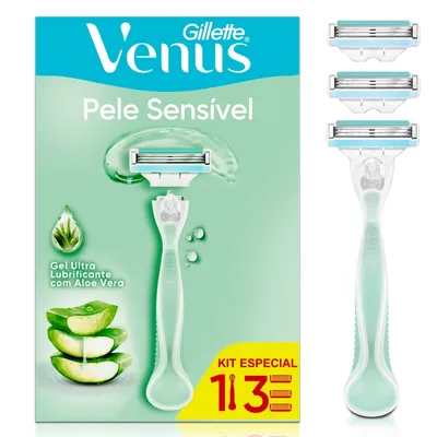 Kit Aparelho Recarregável + 3 Cargas Para Gillette Venus