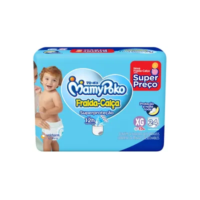 Fralda Descartável Infantil Calça MamyPoko Superproteção XG Pacote 24 Unidades