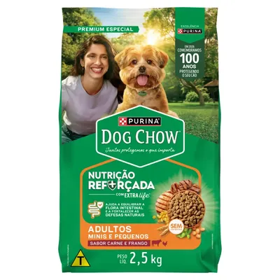 Ração para Cães Adultos Minis e Pequenos Dog Chow Carne, Frango e Arroz 2,5kg