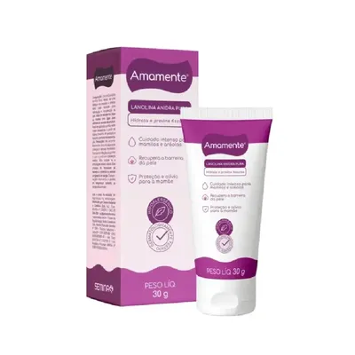 Pomada Para Mamilos Amamente Lanolina Anidra Pura 30g