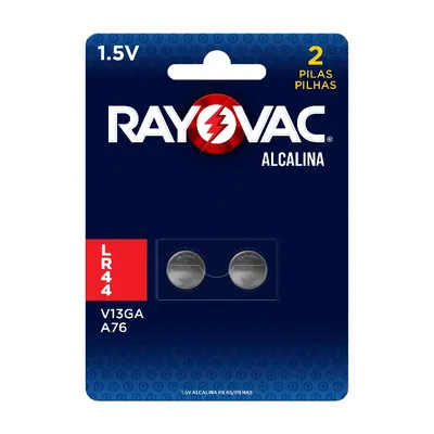 Pilha Eletronica Bateria 02 Unidades Rayovac Lr44 Dura V13ga