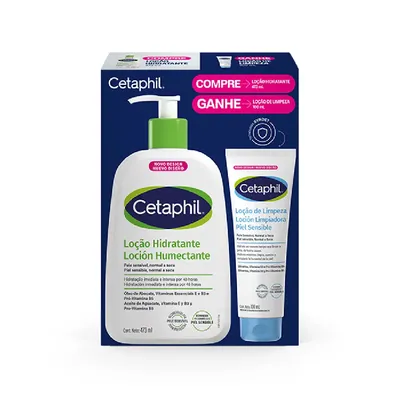 Kit Cetaphil Hidratante 473ml + Loção de Limpeza 120ml