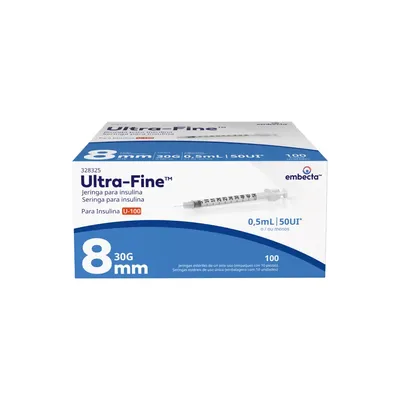 Seringa Ultra-Fine para Insulina 50UI 8mm com 10 Unidades