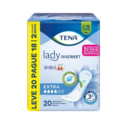 Absorvente TENA Lady Discreet Extra Leve 20 Pague 18