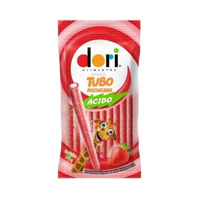 Goma Tubo Dori Regaliz Morango Acido 70G preço