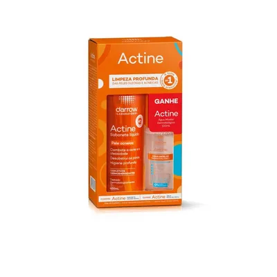 Kit Gel de Limpeza Actine Vitamina C Peles Oleosas a Acneica 400ml+Água Micelar 100ml Grátis