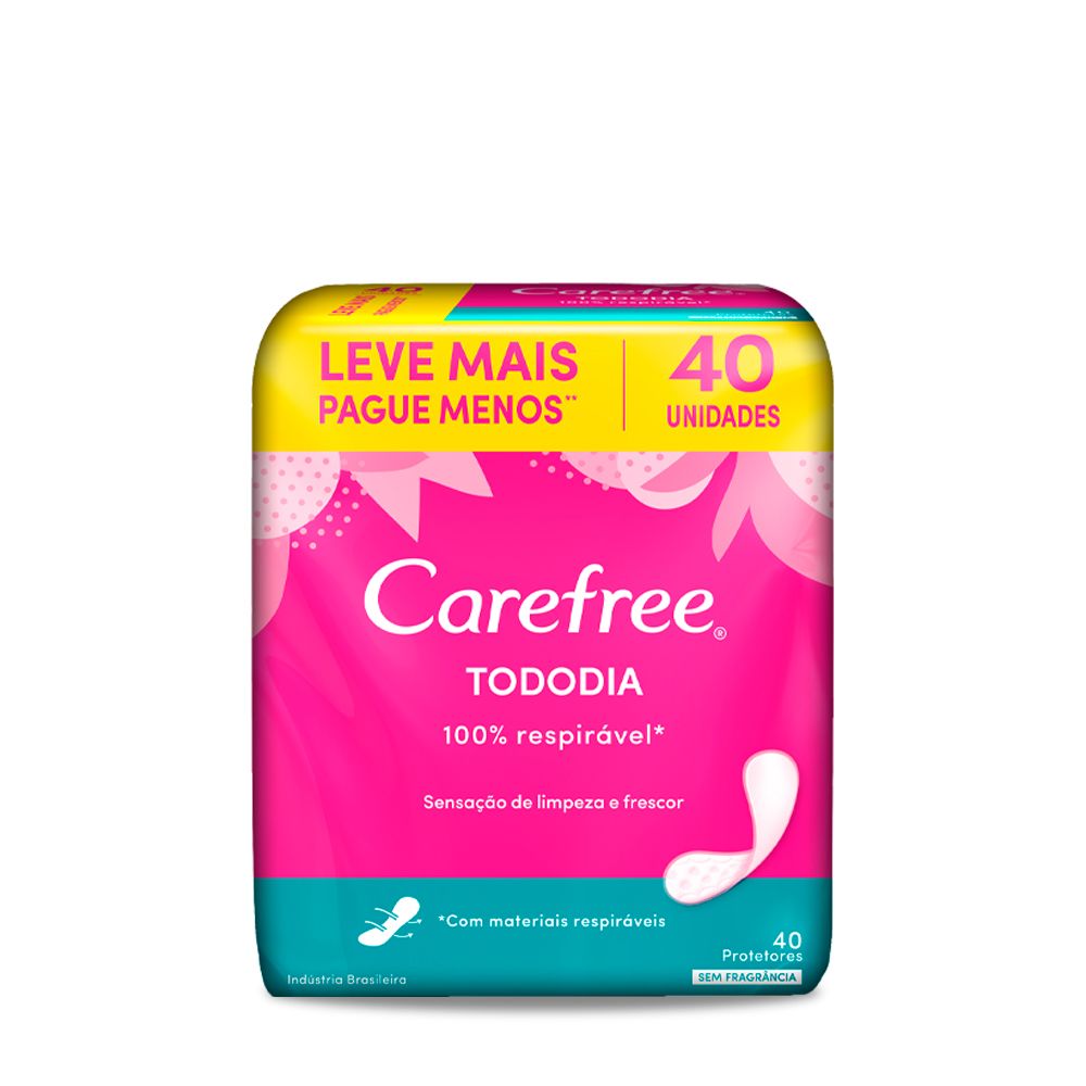 Absorvente Carefree Todo Dia Sem Perfume 40 Unidades