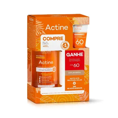 Kit Gel Limpeza Actine Vitamina C 400g+Protetor Solar Facial Darrow Actine com Cor FPS60 20g Grátis