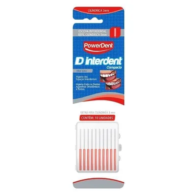 Escova Interdental Powerdent Cilindrica Extra Fina 3mm 10 Unidades