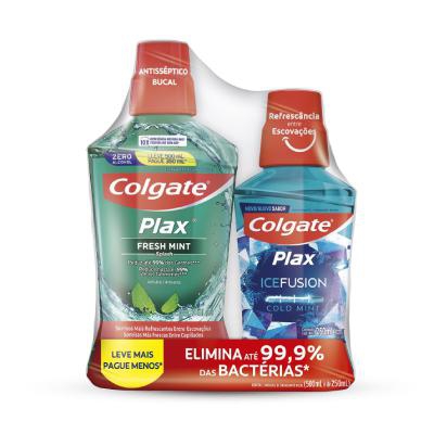 Enxaguante Bucal Antisséptico Colgate Plax Fresh Mint 500ml + 250ml