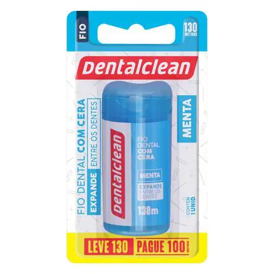 Fio Dental com Cera Menta Dentalclean Leve 130m Pague 100m