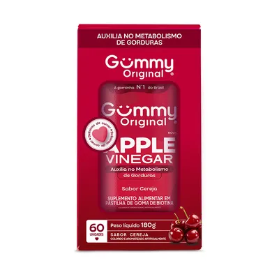 Suplemento Alimentar Gummy Apple Cider Vinegar Sabor Cereja Com 60 Unidades