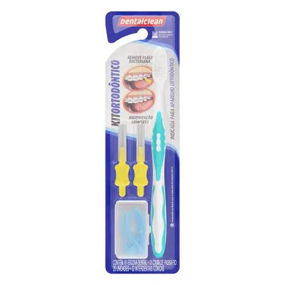 Kit Escova Dental Clean Ortodôntica Passa Fio 25 Interdental