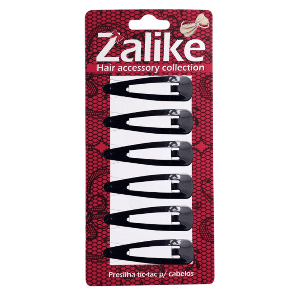 Presilha Zalike Tic Tac Preto 6 Unidades