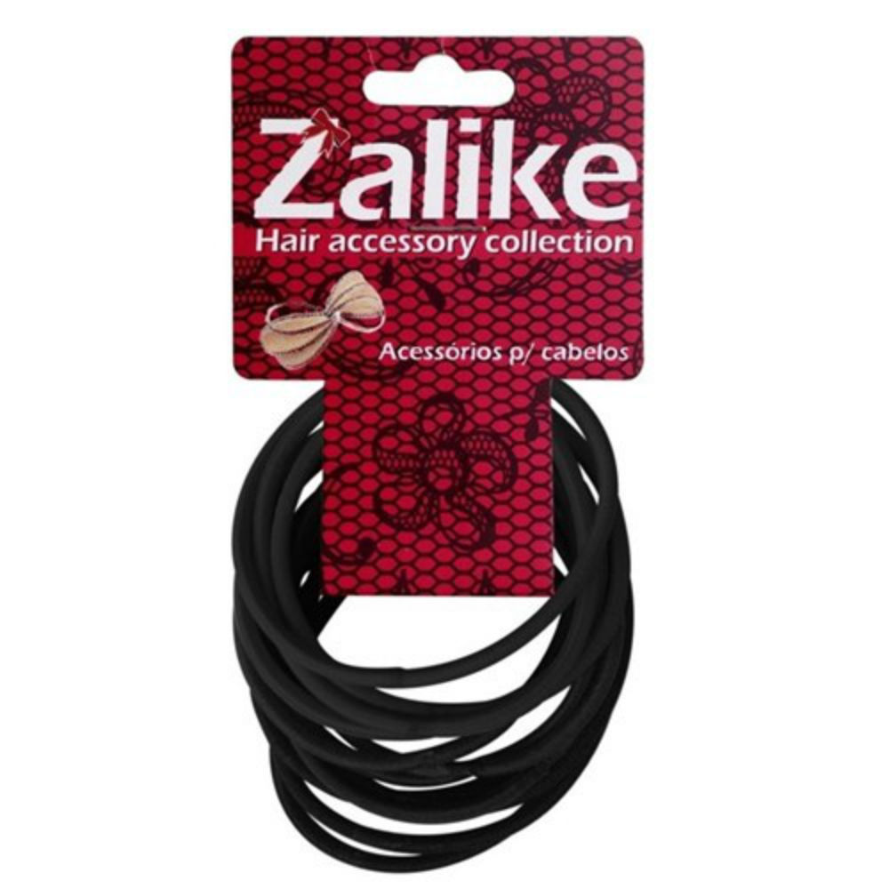 Elástico para Cabelos Zalike sem Metal 2,5mm Preto 12 Unidades