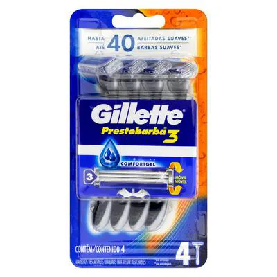 Aparelho de Barbear Gillette Prestobarba3 4 Unidades