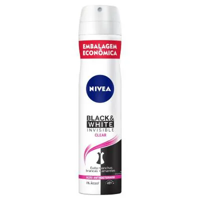 Desodorante Aerosol Nivea Black & White Invisible Clear Embalagem Econômica 200ml