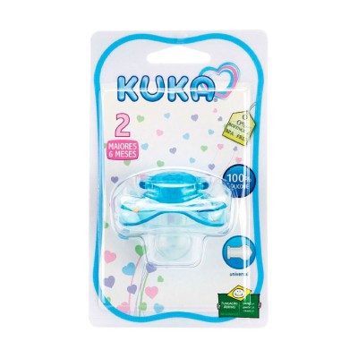 Chupeta Kuka Azul Decorada Bico Silicone Maiores de 6 Meses