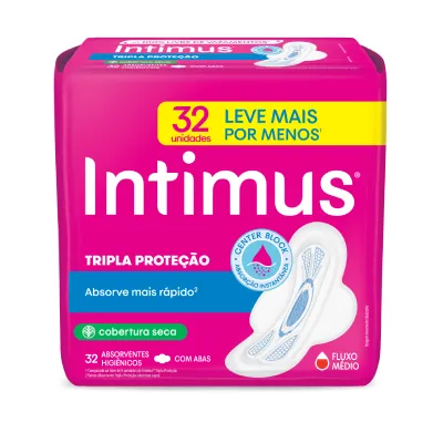 Absorvente Intimus Tripla Proteção Seca Com Abas 32 Unidades