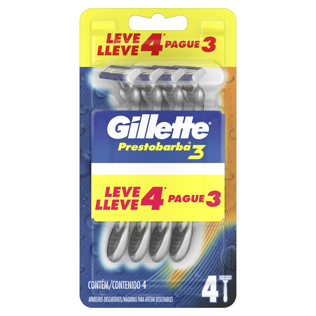 Aparelho de Barbear Gillette Prestobarba3 Regular Leve 4 Pague 3