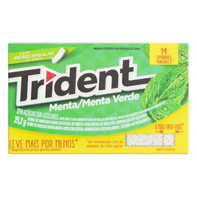 Goma De Mascar Menta Zero Açúcar Trident 25,2G 14 Unidades Leve Mais Pague Menos preço