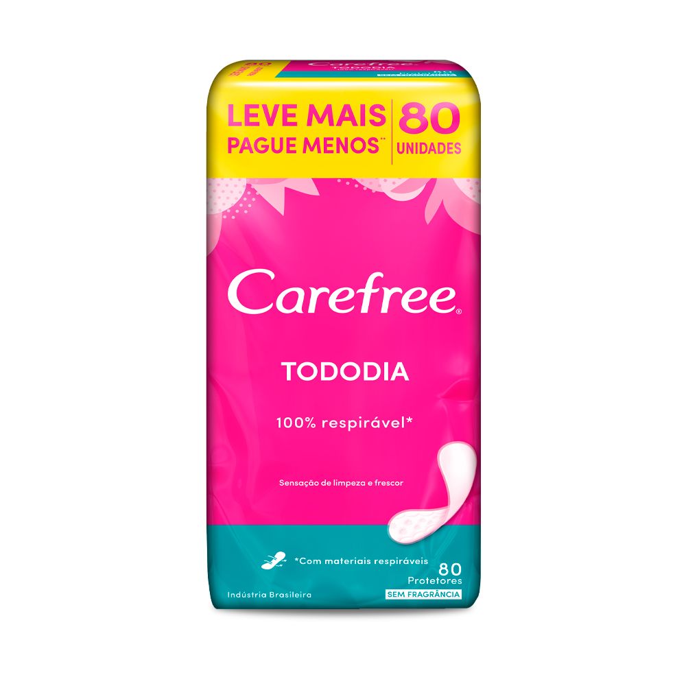 Absorvente Carefree Todo Dia Sem Perfume Leve 80 Pague 60