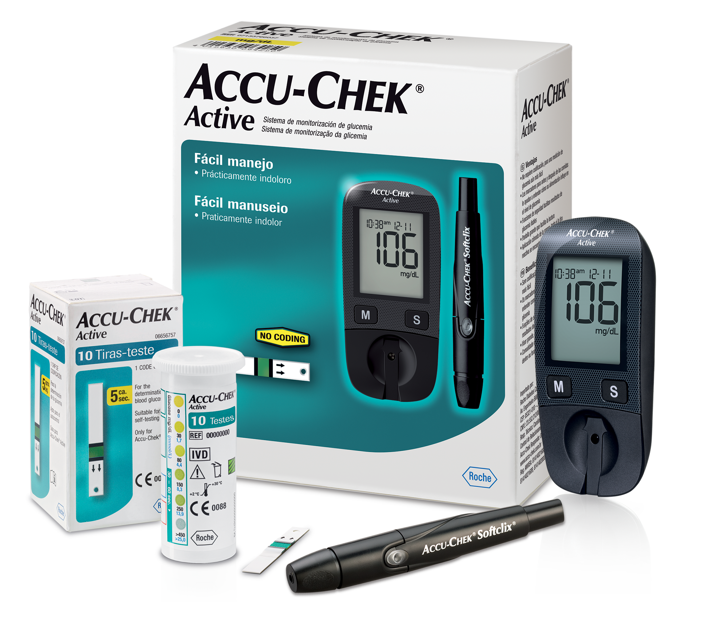 Kit Medidor de Glicose Completo Accu-Chek Active