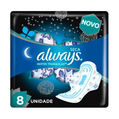 Absorvente Always Noites Tranquilas Seca Com Abas 8 Unidades