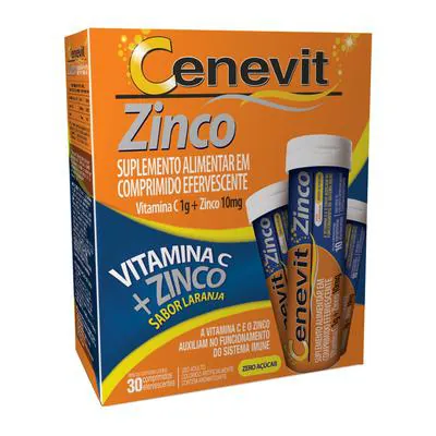 Cenevit Zinco 1000 + 10mg 30 Comprimidos Efervescentes