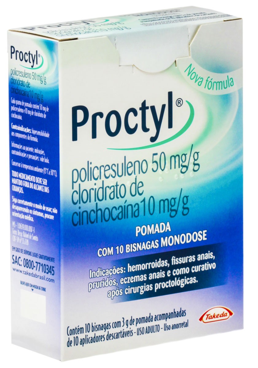 Proctyl Pomada 10 Bisnagas Com 3g + 10 Aplicadores Monodose