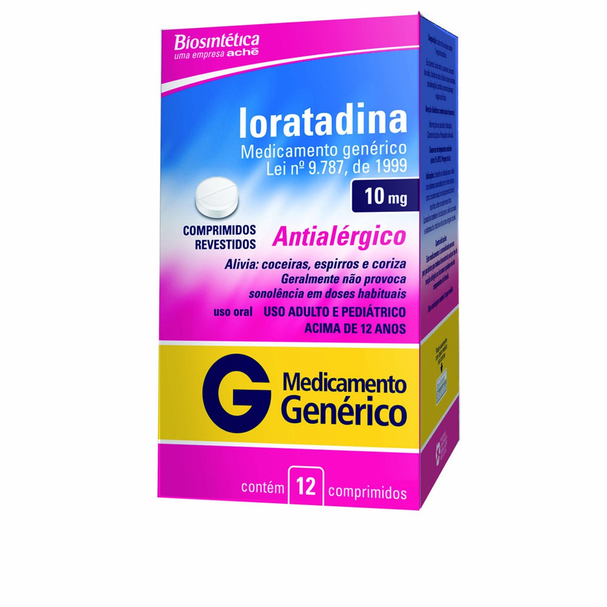 Loratadina Biosintética 10mg 12 Comprimidos