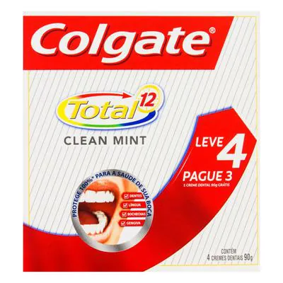 Kit Creme Dental Colgate Total 12 Clean Mint 90g Leve 4 Pague 3