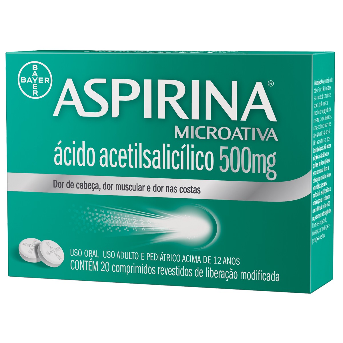 Aspirina Microativa 500mg 20 Comprimidos