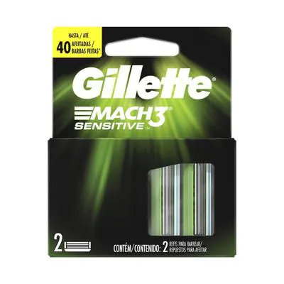 Carga para Aparelho de Barbear Gillette Mach3 Sensitive 2 Unidades