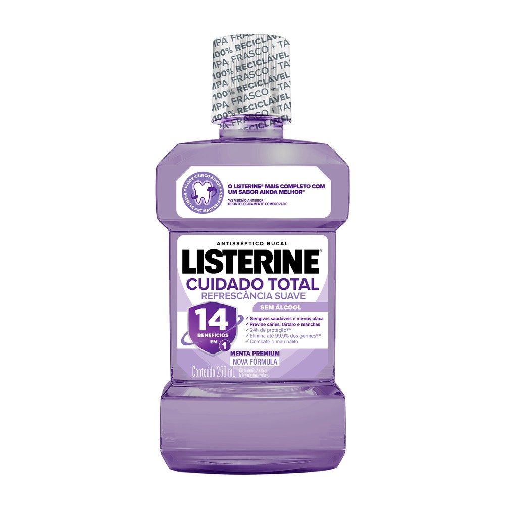 Enxaguante Bucal Antisséptico Listerine Cuidado Total Zero 250ml