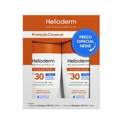 Kit Protetor Solar Corporal Helioderm FPS30 2 Unidades 120ml + 120ml
