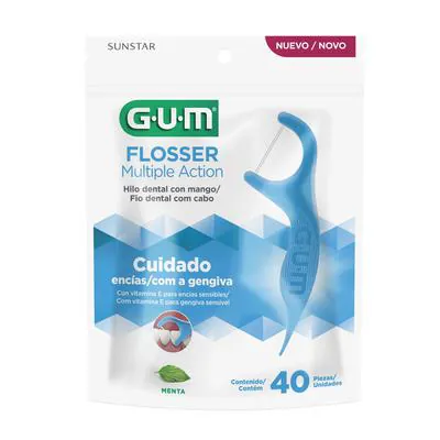 Fio Dental com Cabo G.U.M Flossers Multipla Ação 40 Unidades