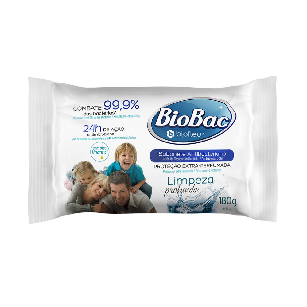 Sabonete Antibacteriano Biofleur Biobac Limpeza Profunda 180g