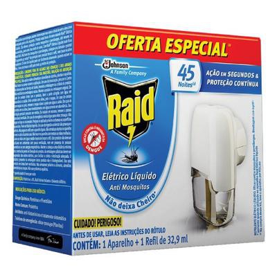 Repelente Elétrico Líquido Raid 45 Noites com Aparelho e Refil 32,9ml