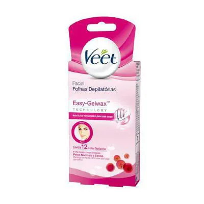 Cera Fria Facial Veet Peles Normais e Secas 12 Folhas